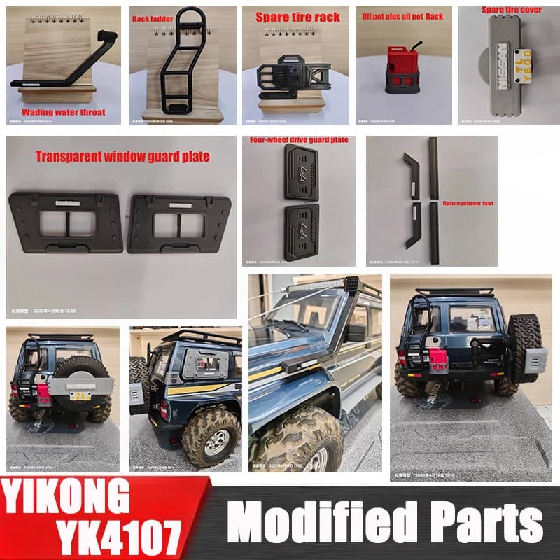 YIKONG YK4107 1/10 Simulazione Parti di Modifica Del Corpo Accessori di Simulazione Auto Scaletta Vaso di Olio Copertura Della Pneumatico di Scorta Pneumatico di Ricambio cremagliera