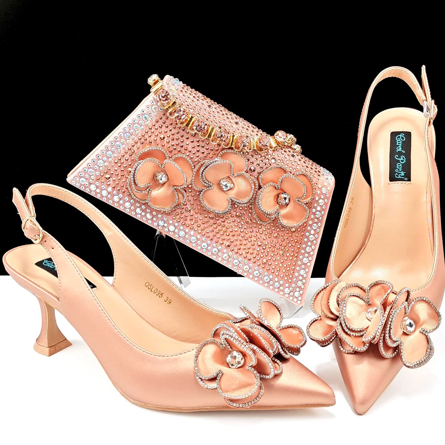 Doershow Italian niceShoes con borse abbinate Set italia African women's Party Shoes and Bag Set Color pesca donna sh HQS1-25