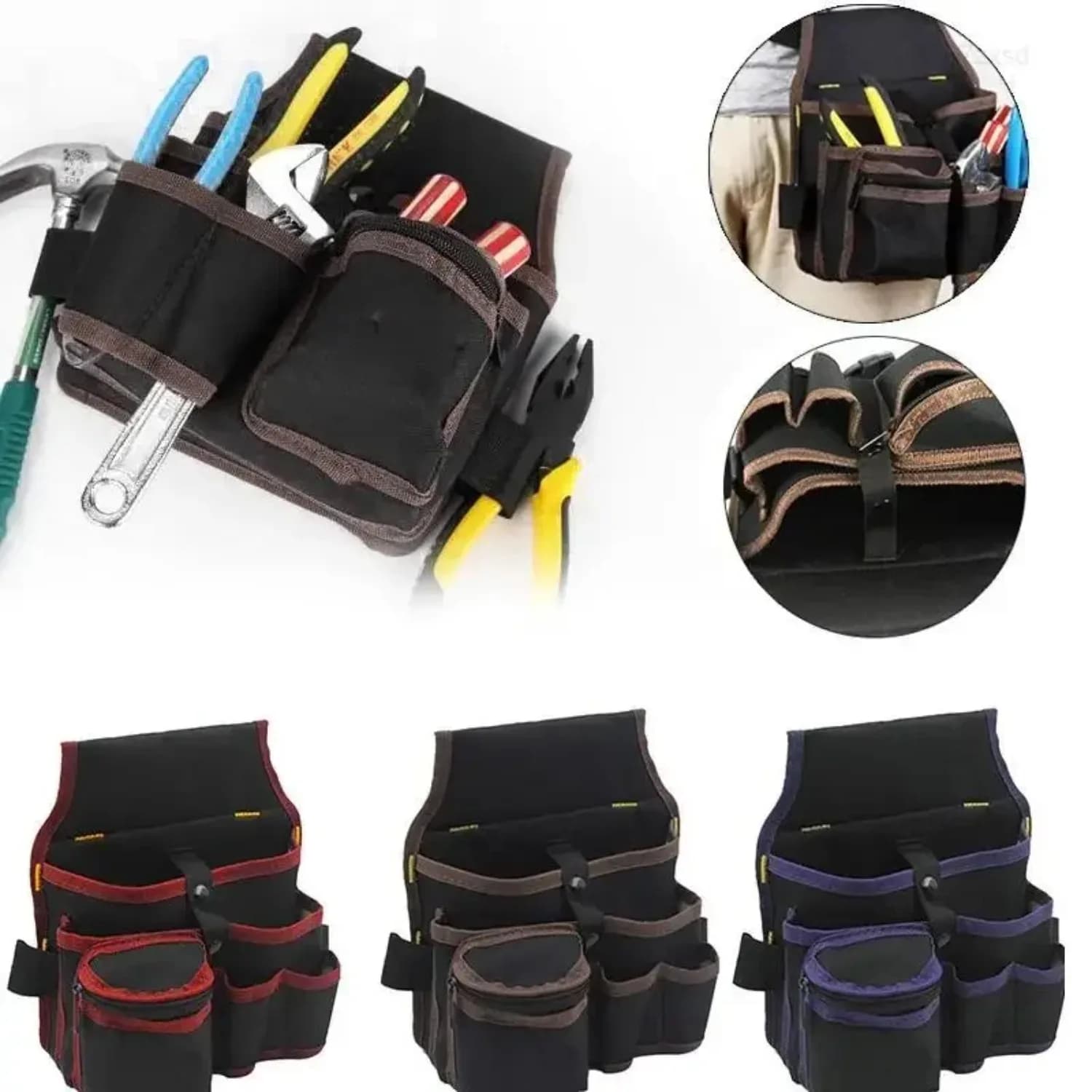 Multifunctional belt bag for electricians, tool kit suitable for multiple uses, maintenance, installation, tool bag in canvas