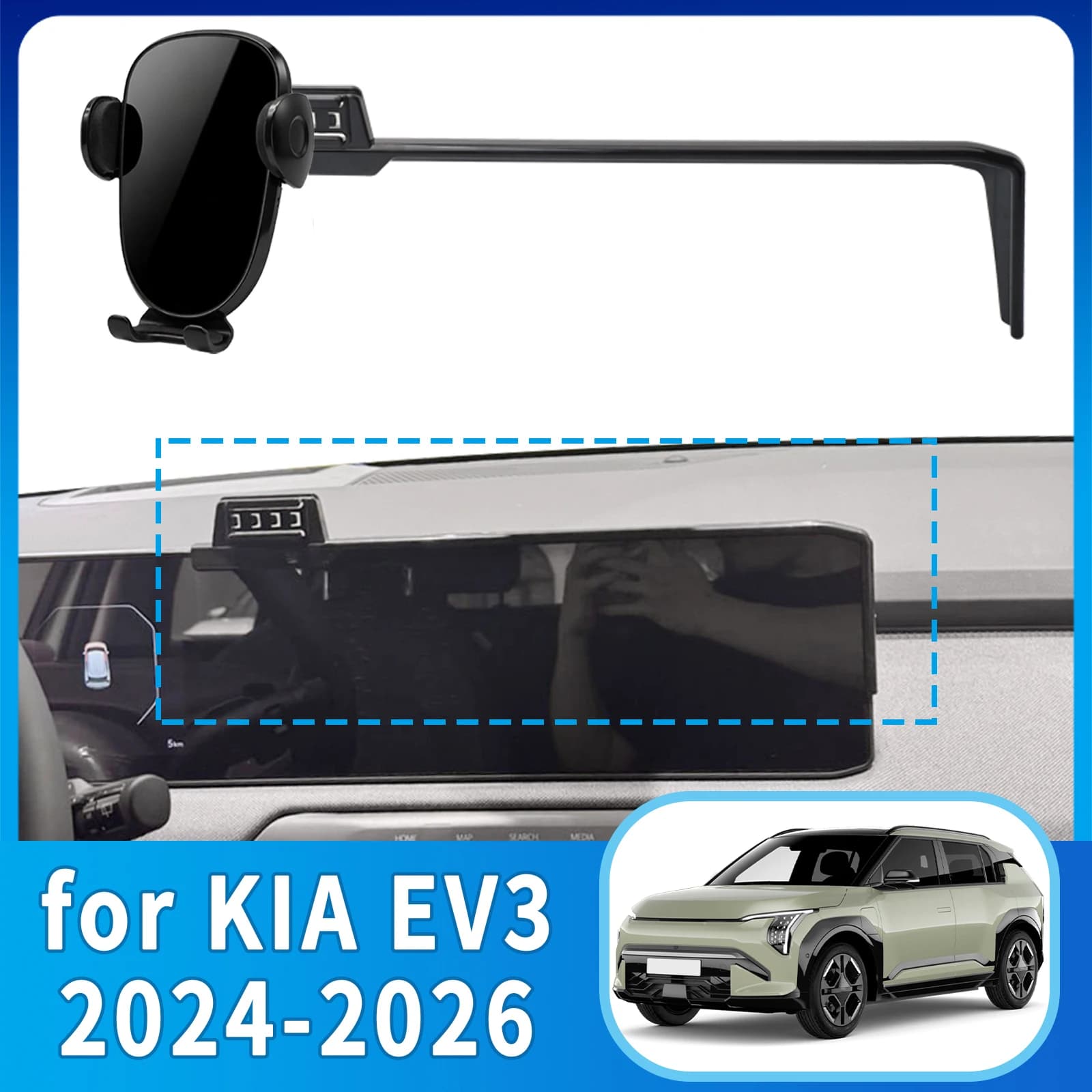 Supporto per telefono con base anti-vibrazione per KIA EV3 2024-2026 GT-Line ​ ​ Auto Dedicata ​ ​ accessori