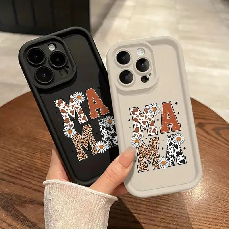 Custodia morbida per telefono con stampa leopardata lettera mamma per iPhone X XS XR 7 8 14 Plus 16 15 14 13 11 Pro Max Custodia opaca a prova di caduta regalo