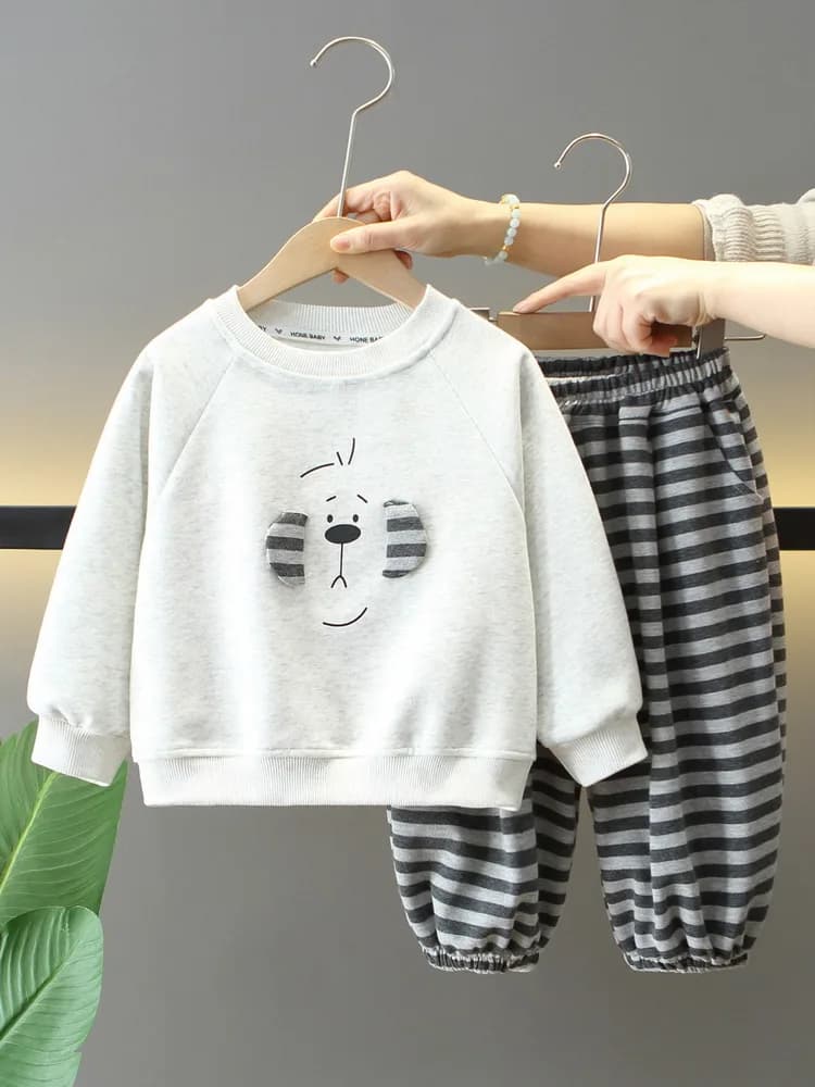 Completi Sportivi Primaverili e Autunnali per Ragazzi 2-11 Anni, Abbigliamento Traspirante e Assorbente, Tuta Sportiva a Maniche Lunghe per Bambini