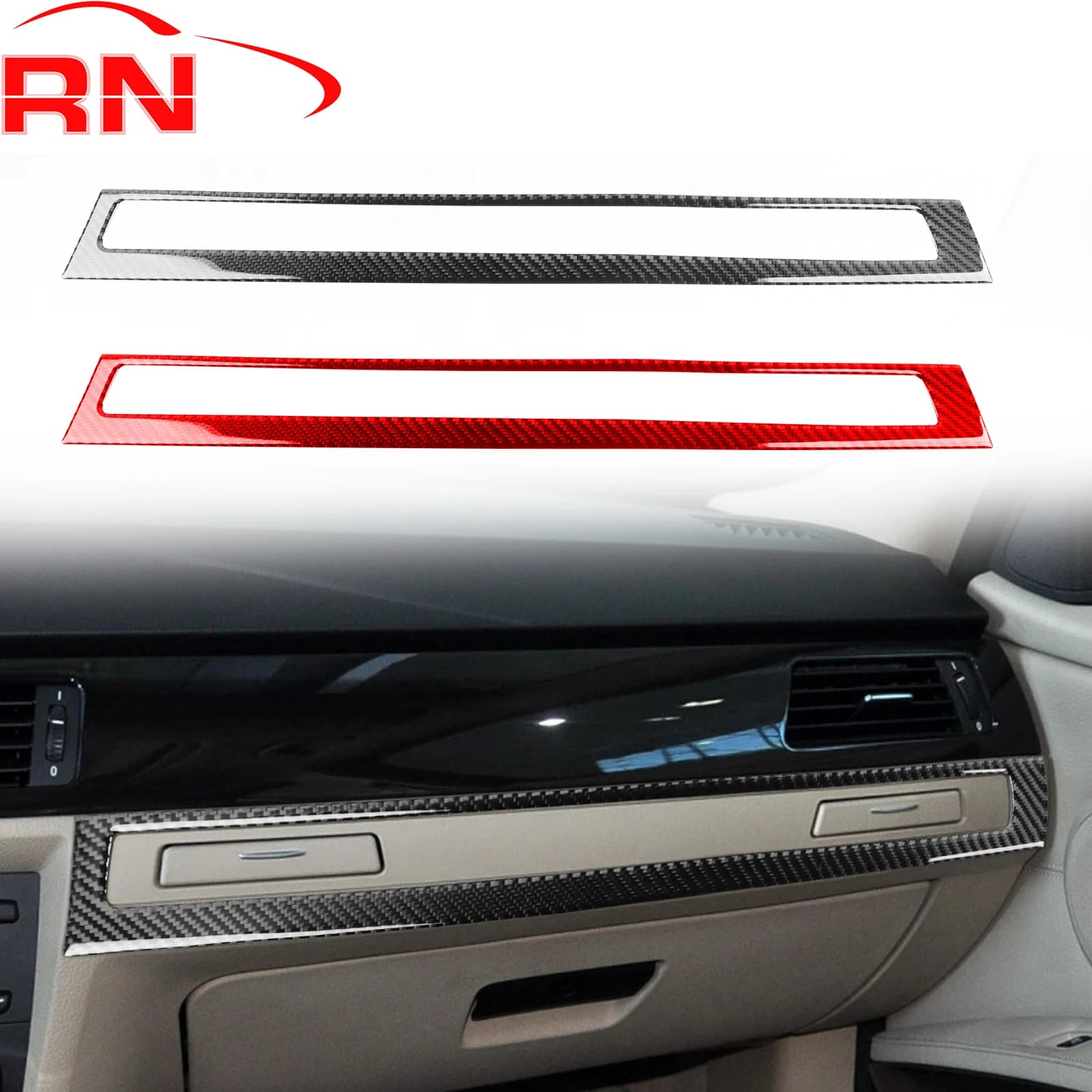 Per BMW Serie 3 E90 2005-2012, Cornice Decorativa in Fibra di Carbonio per Co-Pilota, Accessori Interni Nero Lucido, Adesivo Decorativo