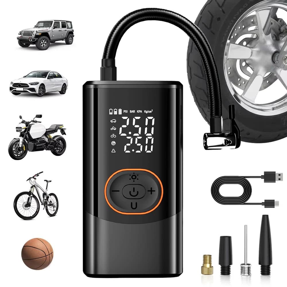 Pompa di aria elettrica per auto Pompa gonfiabile per pneumatici wireless portatile 12V Pompa del compressore d'aria per palla da bicicletta per auto moto