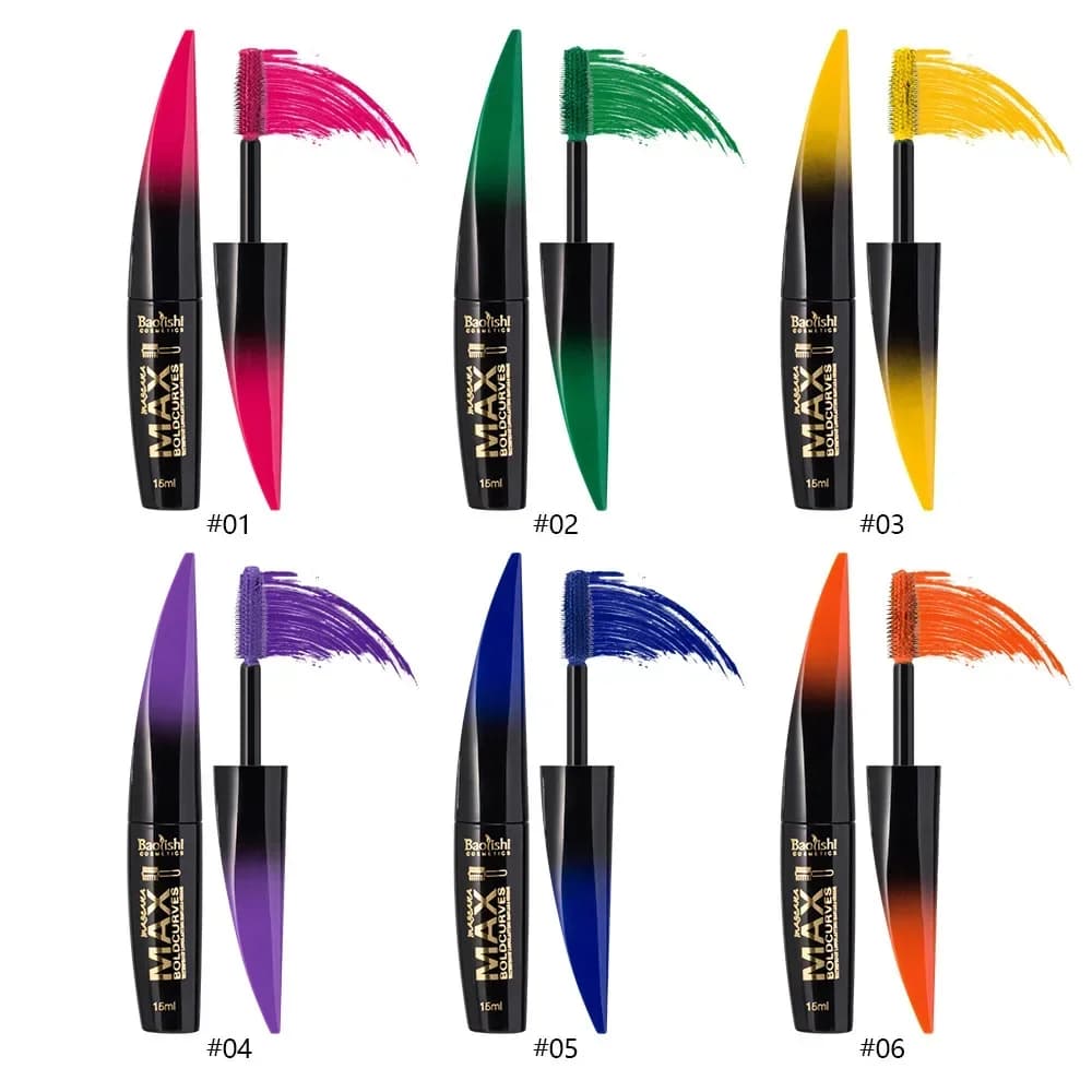Colorful Mascara Waterproof Quick Drying Eyelash Curling Latch Blue Green Red Purple Pink Mascara with Ink