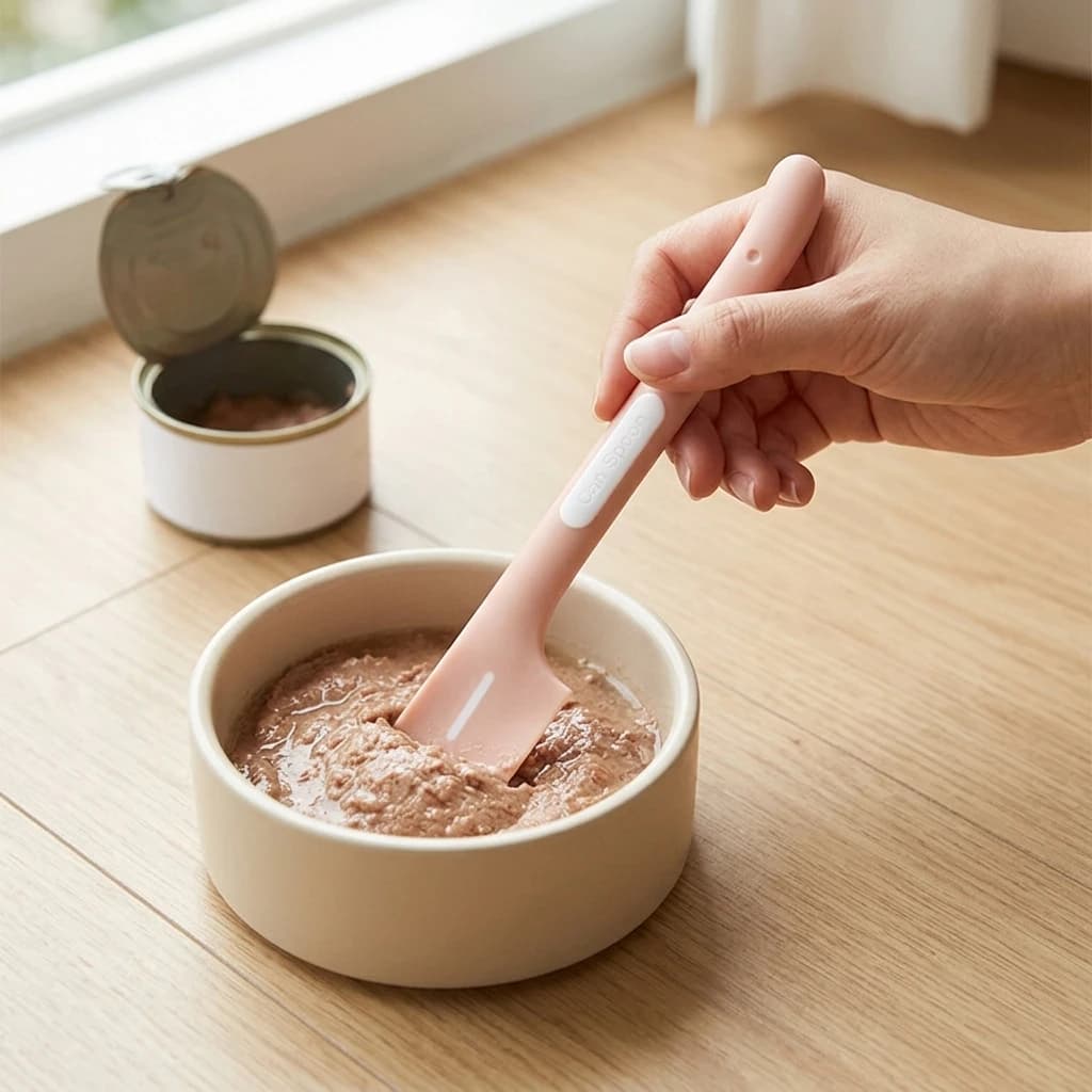 Pet Can Spoon With Long Handle For Cats Dogs Hygienic Stirring Tool Smooth Rounded Edges Anti-slip Grip For Food Canned Meals