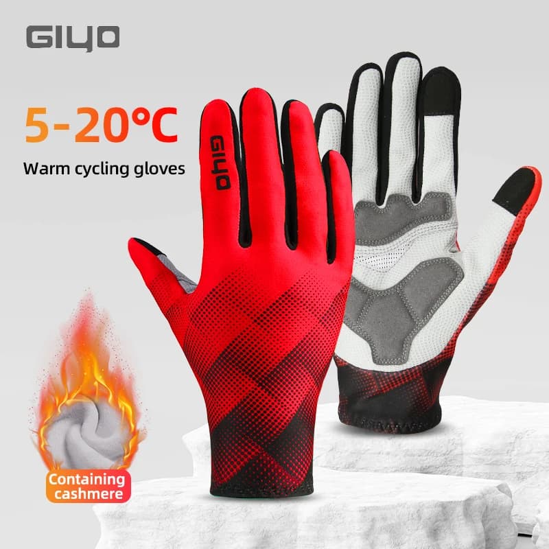 Giyo Long Autumn/Winter Gloves in Thermal Velvet MTB Road Bike Cycling Gloves with fingers entire outdoor sports gloves