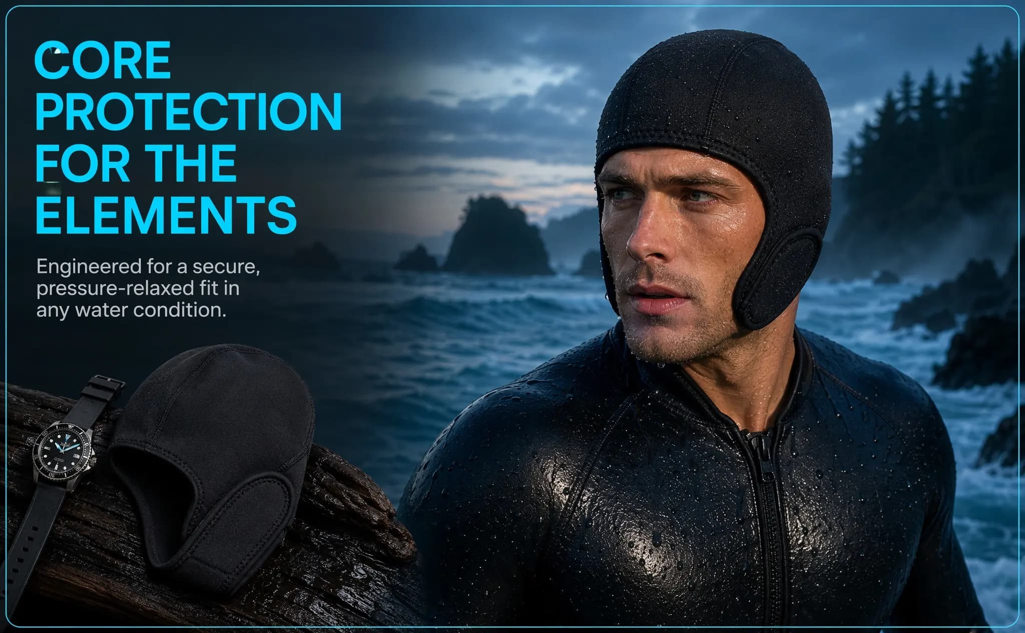 Premium Elastic Swimming Cap for Men and Women Diving Hood Outdoor Swimming Hat Cold Proof Head Protector Sun Blocking Cover