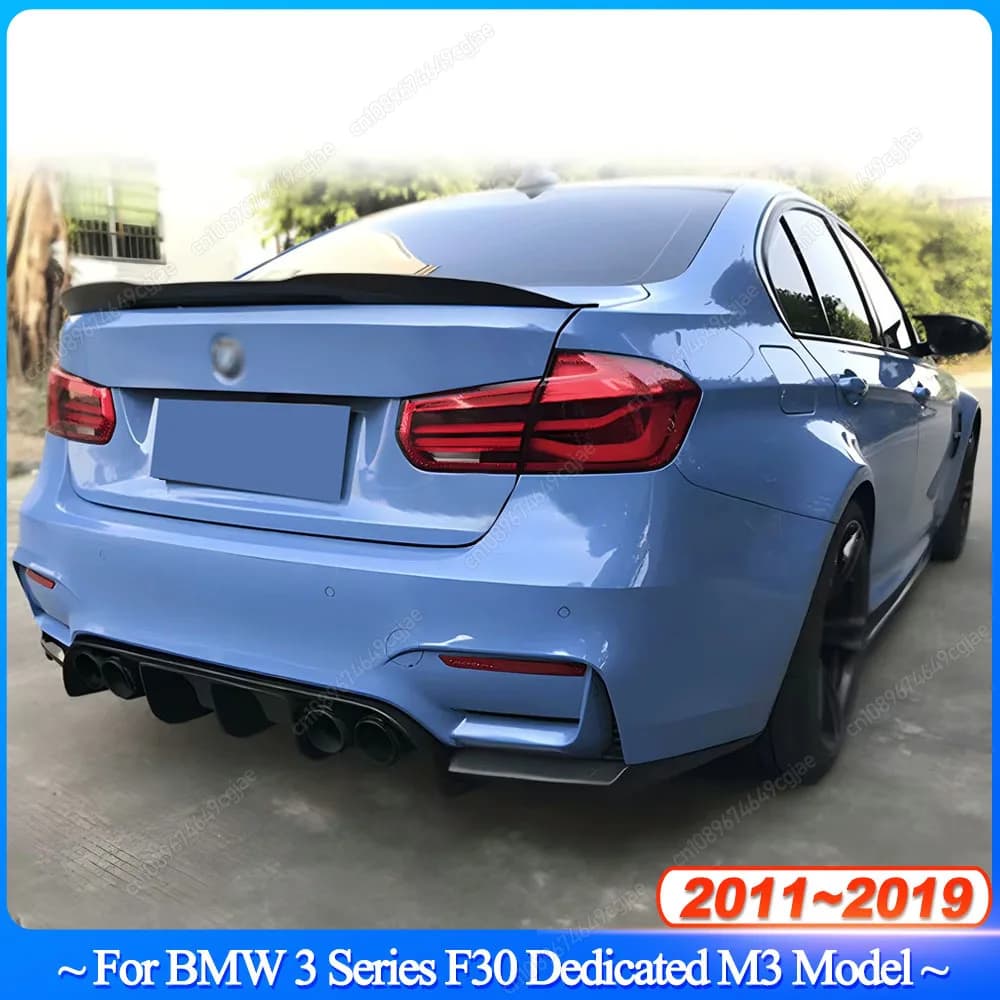 For BMW 3 Series F30 Dedicated M3 Model 2011-2019 ABS Rear Bumper Lip Splitter With Led Brake Light Diffuser Gloss Black Tuning