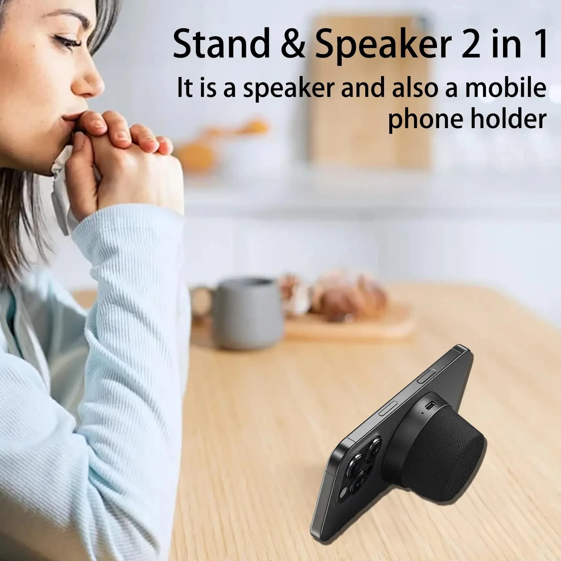 Mini altoparlante wireless Altoparlante Bluetooth multifunzionale Supporto in tessuto magnetico con forte magnete per computer cellulare da esterno