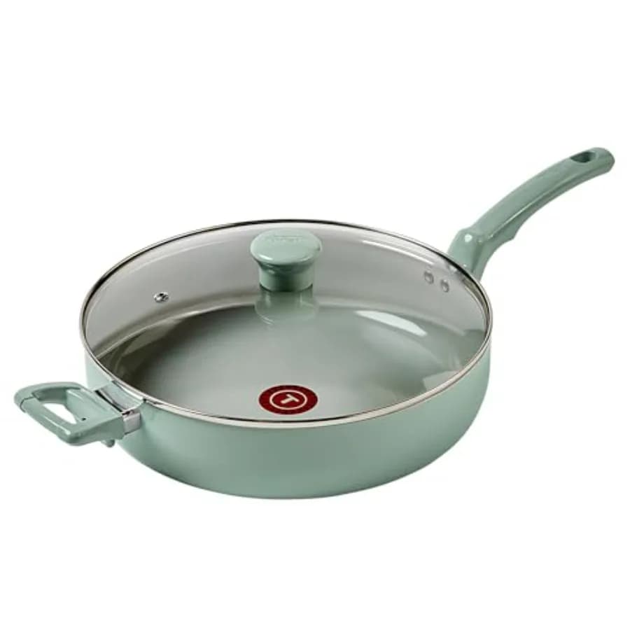 Padella Antiaderente in Ceramica Refresh con Coperchio 5 Qt, Adatta al Forno fino a 350 Gradi ° Pentole e padelle F Cookware Mint