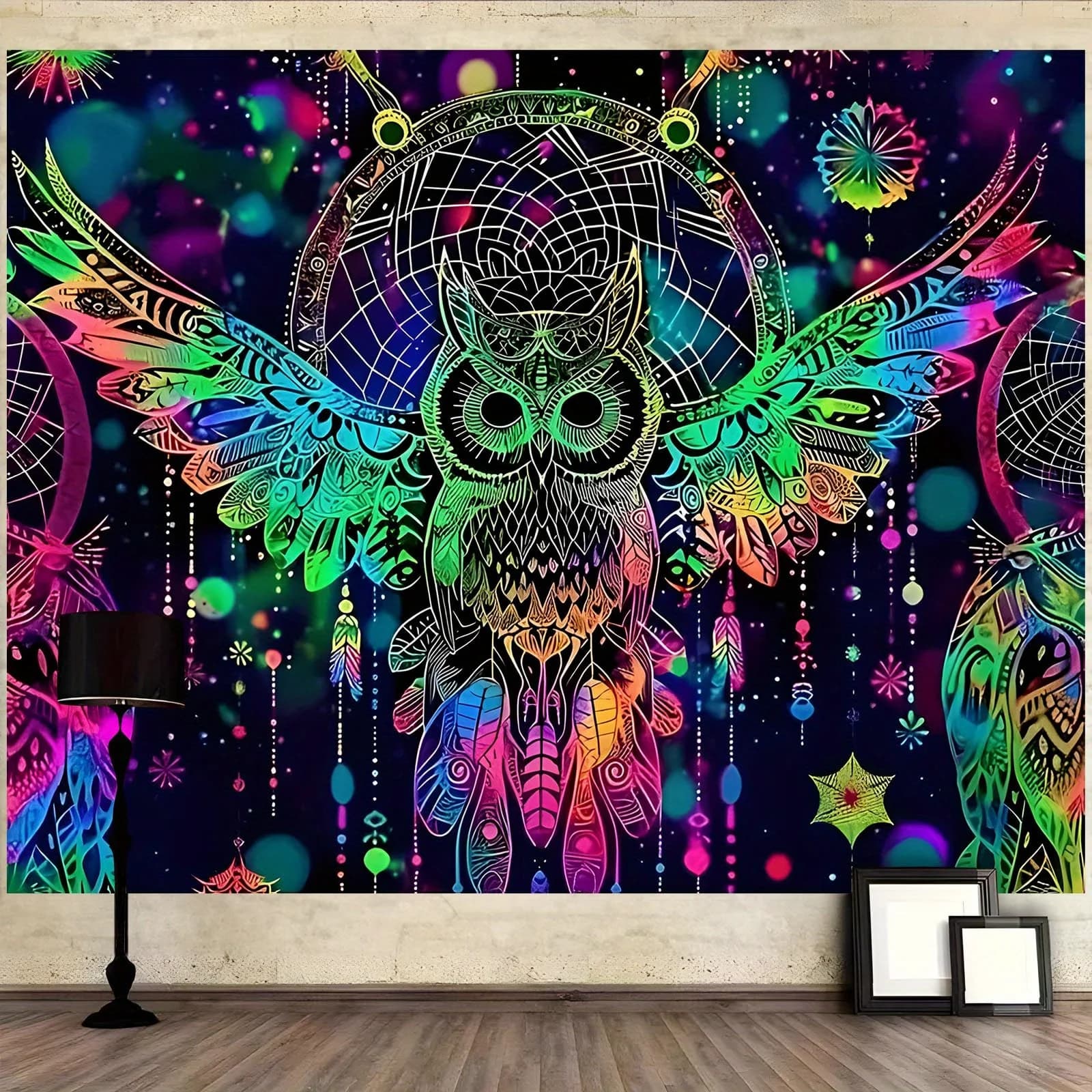 VIKAMA Fantasy Dreamcatcher Owl Tapestry Bohemian Living Room Bedroom Decor Starry Night Art Room Decoration