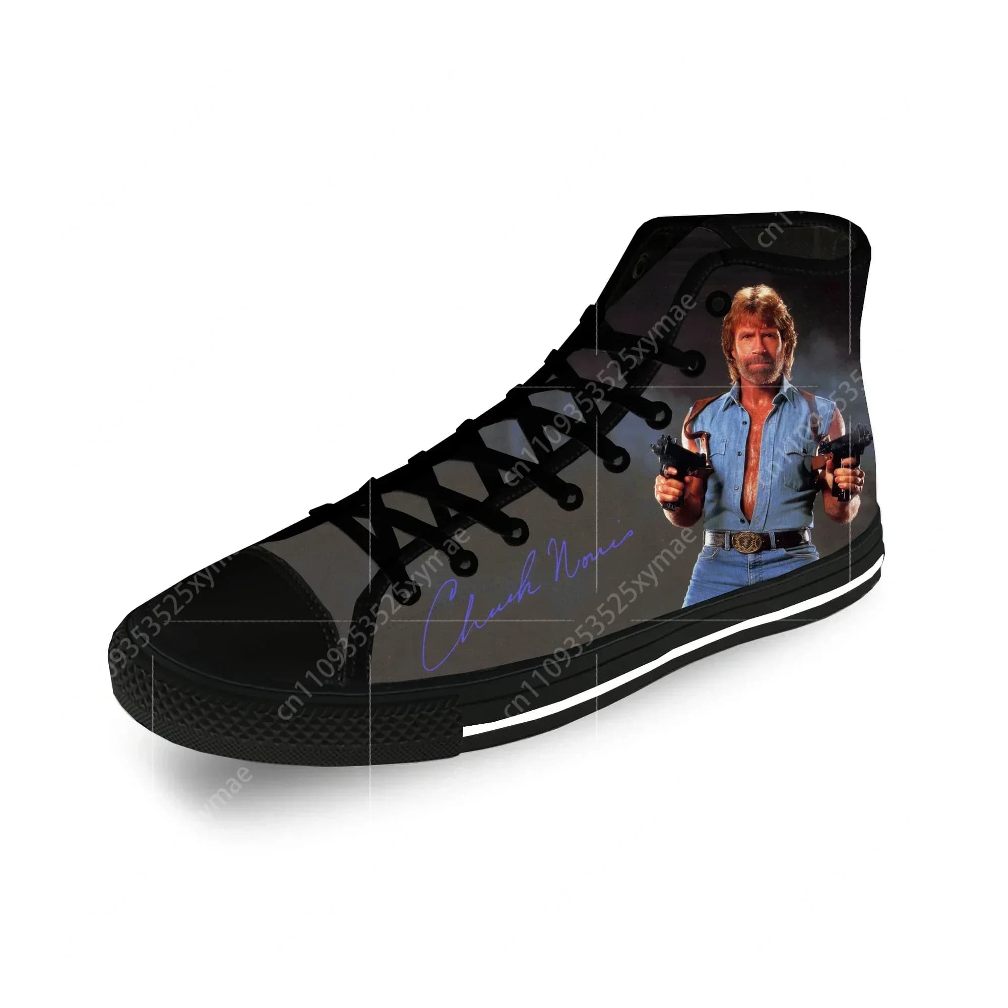 Chuck Norris High Top Sneakers Mens Womens Teenager Casual Shoes Canvas Running Shoes 3D Print Breathable Lightweight shoe Black