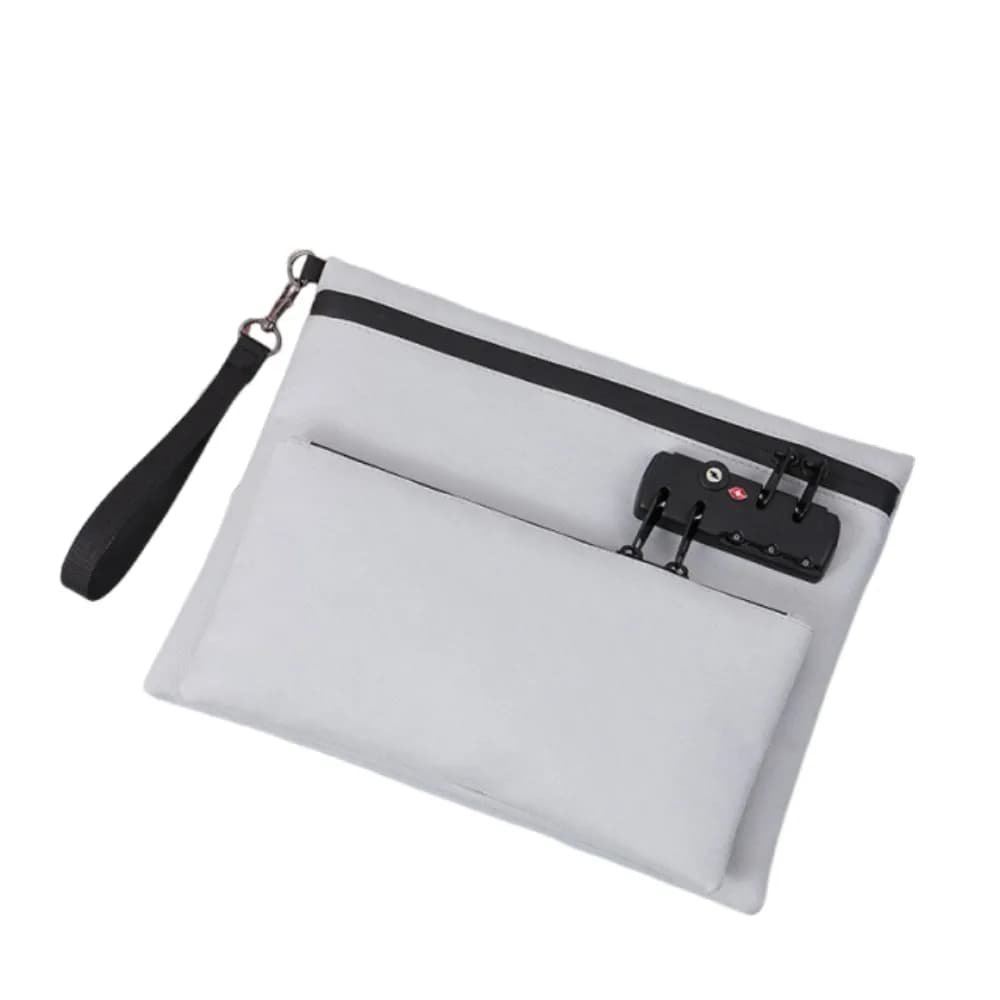 Oxford Cloth Locking File Pouch Waterproof Anti-theft Passport Wallet Large Capacity with Handle Portable File Folders