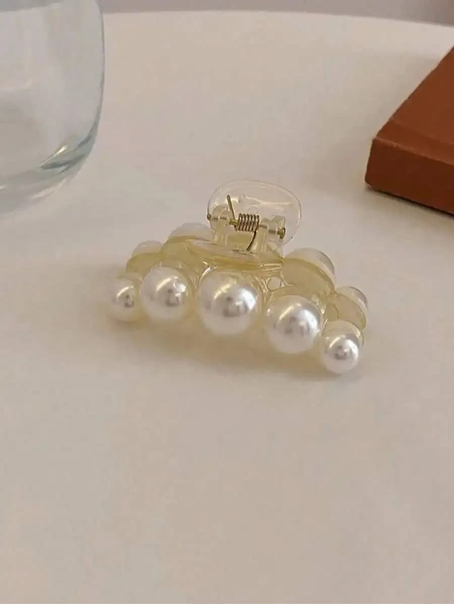 Elegante fermaglio per capelli minimalista con perle finte per l'uso quotidiano da donna