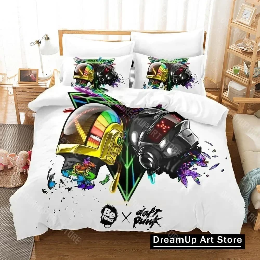3D Print Daft Punk Bedding Set Duvet Cover Bed Set Quilt Cover Pillowcase Comforter king Queen Size Boys Adult Bedding Set