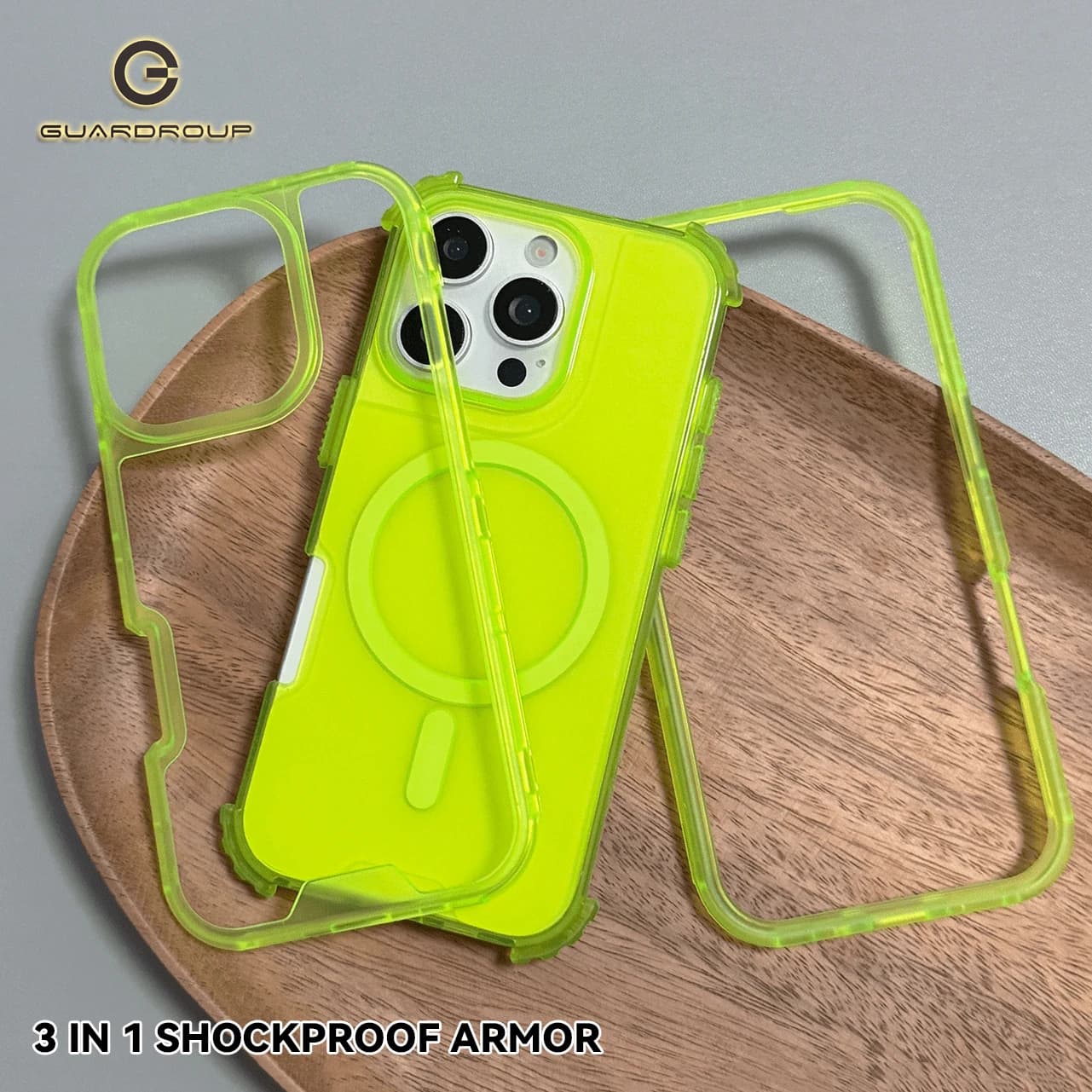 Custodia magnetica 3 in 1 color neon resistente per custodia Magsafe Armor per iPhone 16 15 Plus 14 13 12 17 Pro Max copertura paraurti antiurto