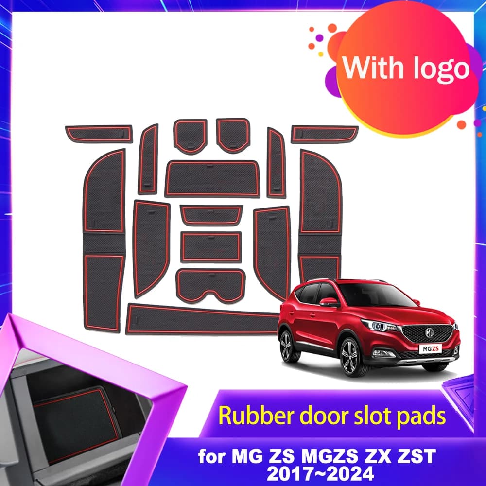 Car Slot Door Groove Mat for MG ZS MGZS ZX ZST 2017~2024 2018 Silicone Armrest Cup Storage Box Anti-slip Pad Cushion Accessories