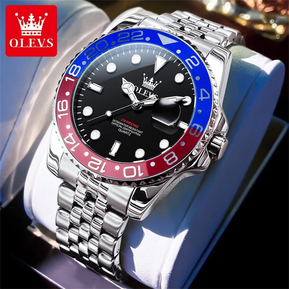 OLEVS Orologi da uomo Top Brand di lusso Classico Datejust Orologio al quarzo originale per uomo Impermeabile luminoso Grande data in acciaio inossidabile