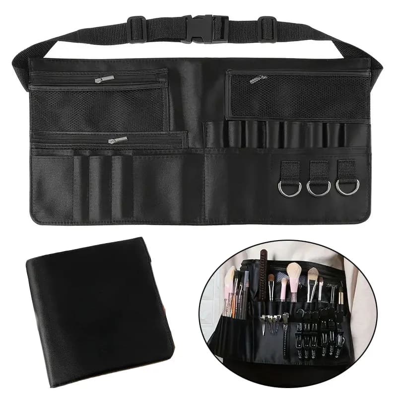 Borsa portaoggetti per pennelli per trucco Marsupio professionale per pennelli per trucco nero per artisti Borsa per grembiule multitasche con tracolla regolabile