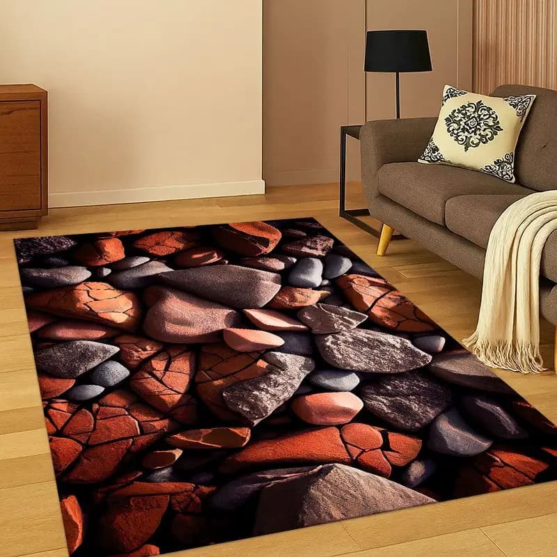 Cobblestone Stone Natural Scenery Carpet Rug for Bedroom Living Room Sofa Playroom Doormat Home Decor, Game Area Rug Non-slip