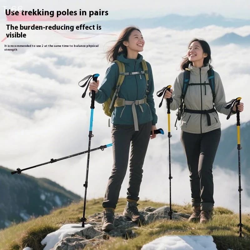 Bastone da trekking regolabile con chiusura rapida Bastoni da trekking all'aperto Bastoni da passeggio Alpenstock telescopico ultraleggero Premium