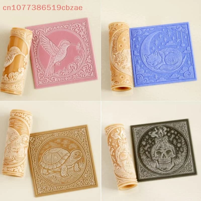 Fiore Teschio Rullo per piastrelle in argilla Rullo per texture in argilla Stampa in ceramica Mattarelli strutturati in polimero Ceramica Strumenti fai da te Artigianato