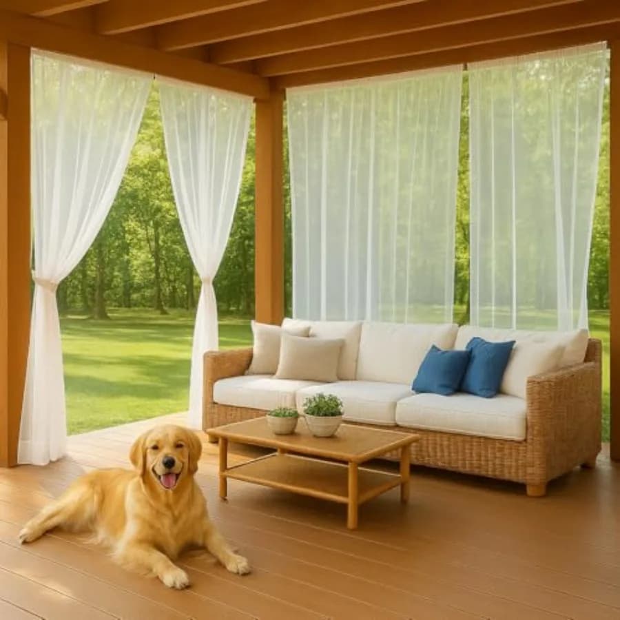 Patio Screen Mesh Outdoor Curtains Waterproof Sheer Lightweight Bug Netting for Porch Gazebo Garden Party Wedding Backdrop, Whi