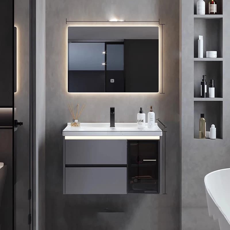 Armadietto da Bagno con Specchio e Cassetti, Organizzatore per Accessori, Mobile Contenitore da Parete per WC, Arredamento per la Stanza