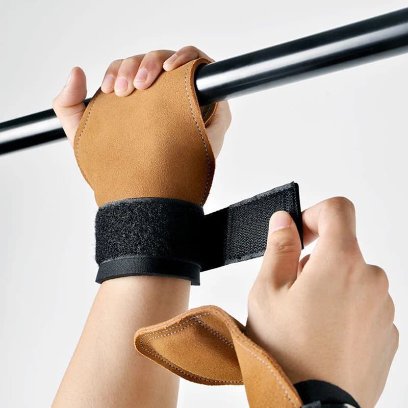 Doppi strati Panca Pressa Sollevamento pesi Ganci da polso Cinghie Guanti da stacco Grip Pad per fitness Allenamento in palestra Manubri Pull-Up