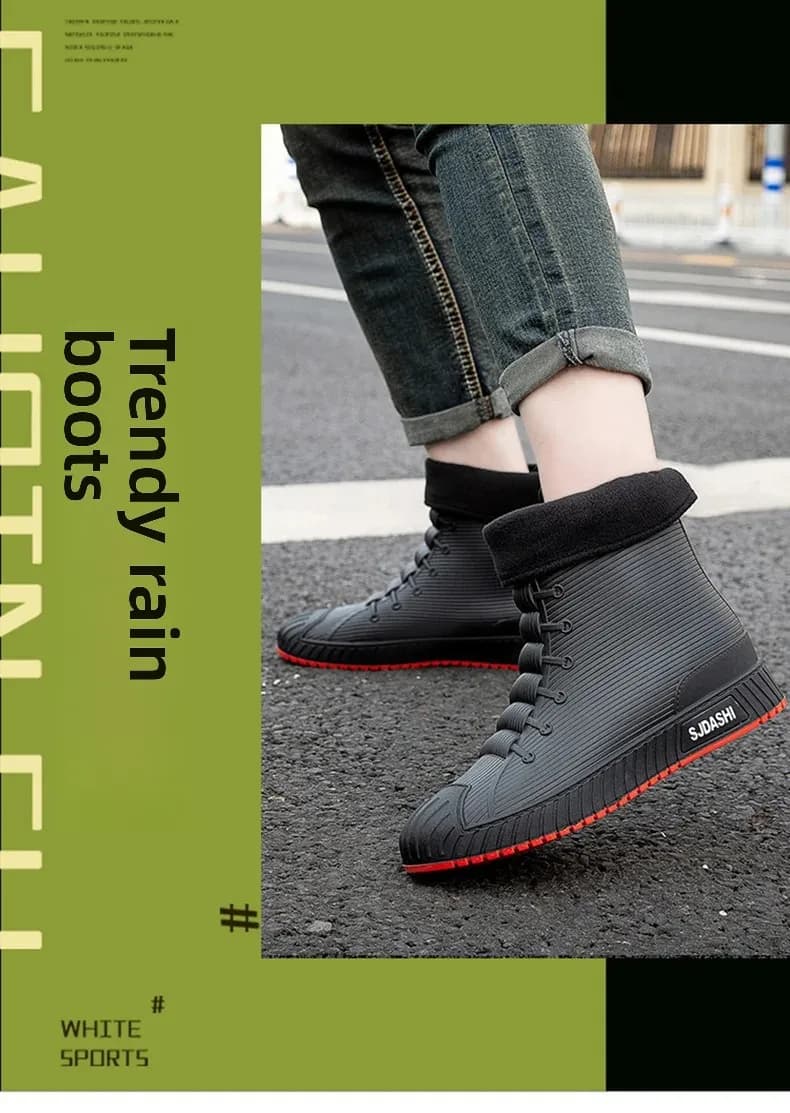 Scarpe Impermeabili Versatili Casual a Caviglia Corta per Uomo e Donna, Foderate in Pile Caldo, Antiscivolo, Resistenti all'Usura, Stivali da Pioggia per Esterni