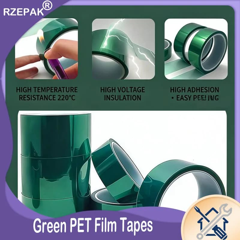 Nastro in Film PET Verde Resistente alle Alte Temperature 3~100mm | Protezione Isolante per Schermatura PCB SMT