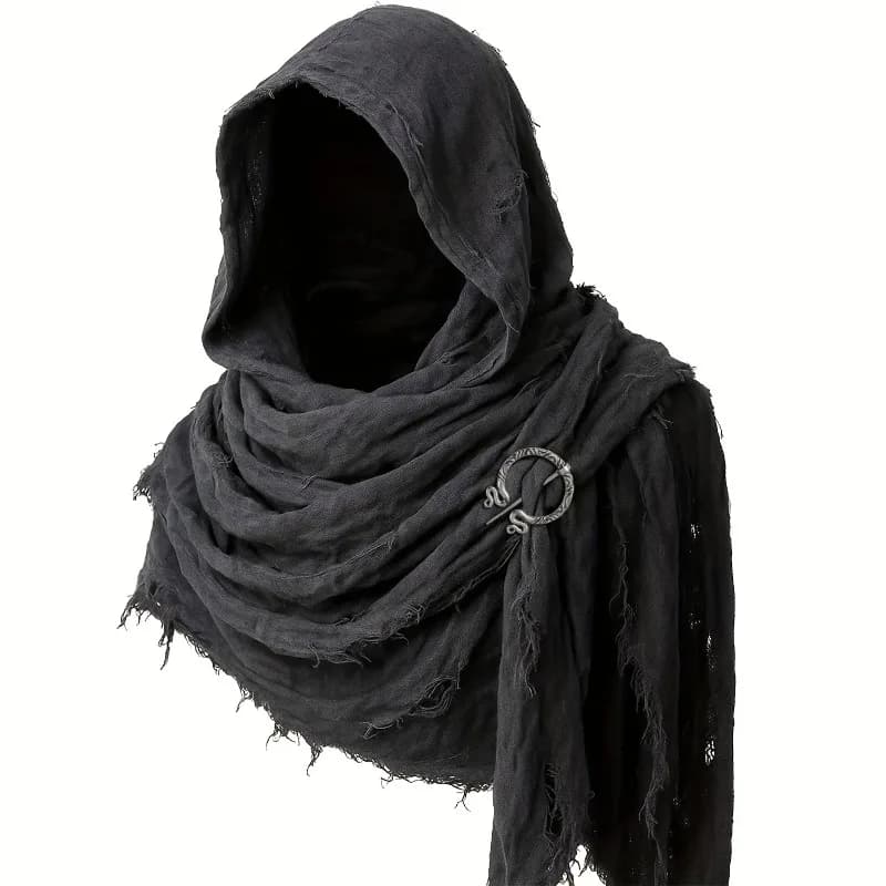 Mantello Rinascimentale con Spilla Vichinga per Costumi di Halloween, Sciarpa con Cappuccio per Eventi Medievali, Streetwear e Cultura Pop