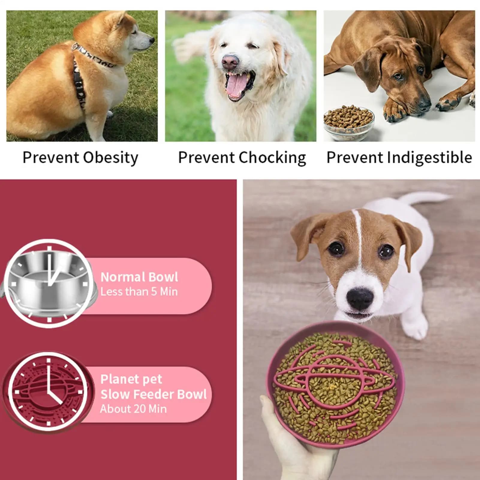 Ciotole per cani Slow Feeder in silicone anti-ingozzamento, antiscivolo, per alimenti, per cuccioli e animali di taglia media, per leccare e mangiare in piedi