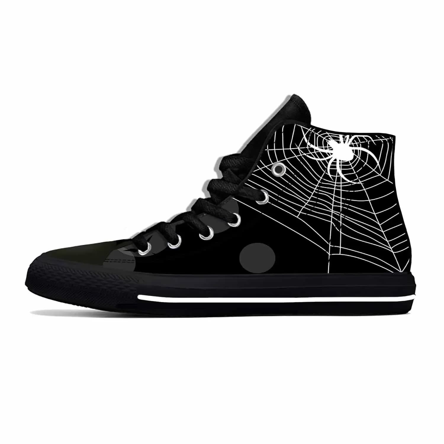 Spider Web Pattern Cobweb Spiderweb Anime Cartoon Casual Cloth Shoes High Top Lightweight Breathable 3D Print Men Women Sneakers