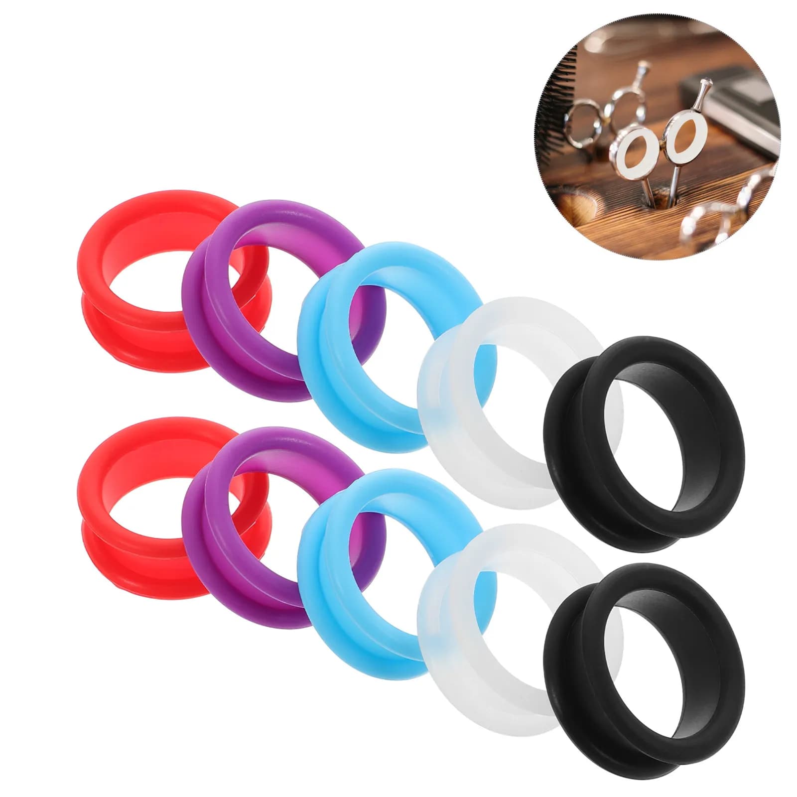 10 Pezzi Anelli in Silicone per Forbici da Toelettatura Animali Domestici, Impugnature Comode per Forbici, Inserti Colorati per Parrucchieri e Uso Domestico