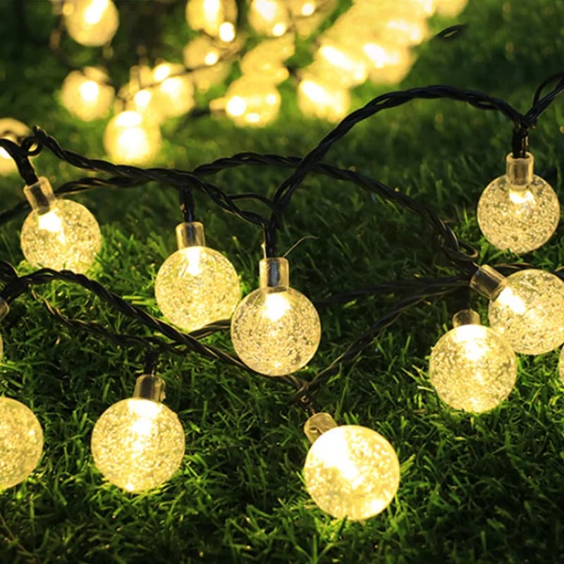 3m Waterproof LED String Lights (118.11 inch) - Hot White Crystal Globe Fated Lights, Garden Weather Resistant