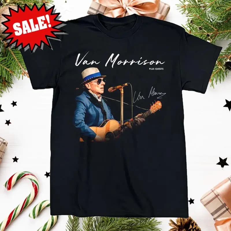 New Van Morrison Signature Heavy Cotton All Size Black T Shirt BL185