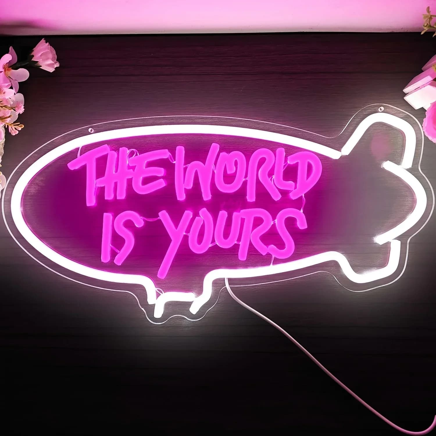 Insegna al Neon 'The World Is Yours' con Luce LED Dimmerabile per Camera da Letto, Sala Giochi, Dormitorio, Decorazione Murale, Festa, Matrimonio, Casa, Regalo Artistico