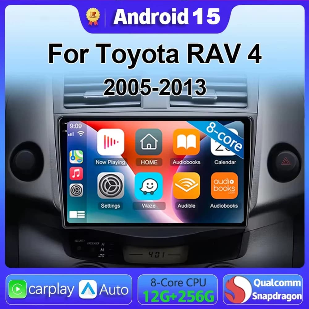 Android 15 Carplay Car Radio Multimedia For Toyota RAV4 Rav 4 2005 - 2013 navigation video DVD Autoradio Stereo 2din 4G+BT GPS
