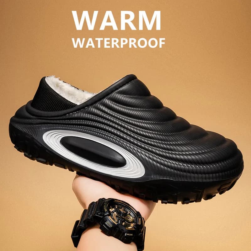 Pantofole da uomo in cotone di nuova moda Pantofole da uomo in peluche calde invernali Scarpe da giardino da uomo impermeabili Scarpe calde da uomo per interni ed esterni