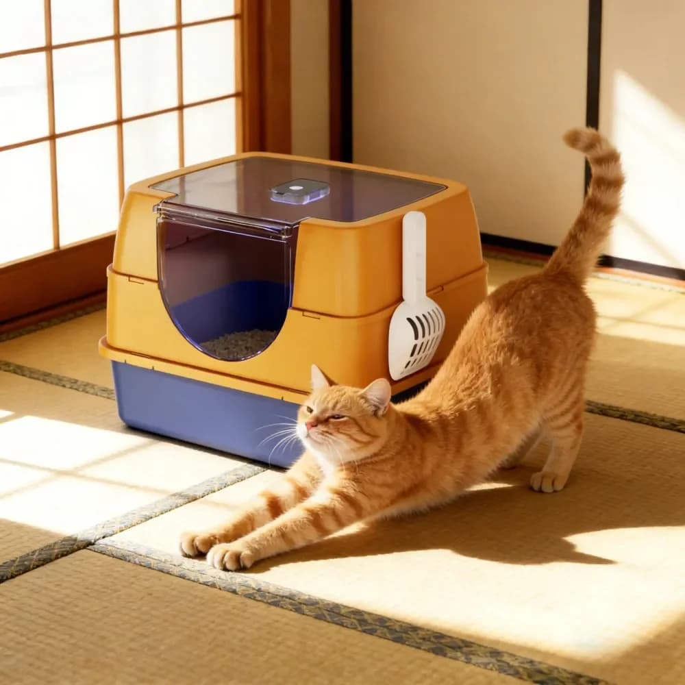Lettiera per Gatti in Acciaio Inossidabile e Plastica con Coperchio, Lettiera Chiusa Extra Large in Metallo, Accessori per Gatti
