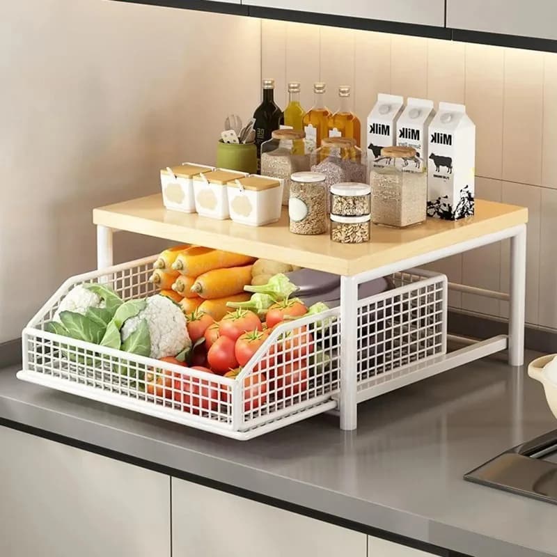 1pc Multifunctional Kitchen Storage Shelf Microwave Stand Organizer Rack for Home Pantry Bathroom Garage