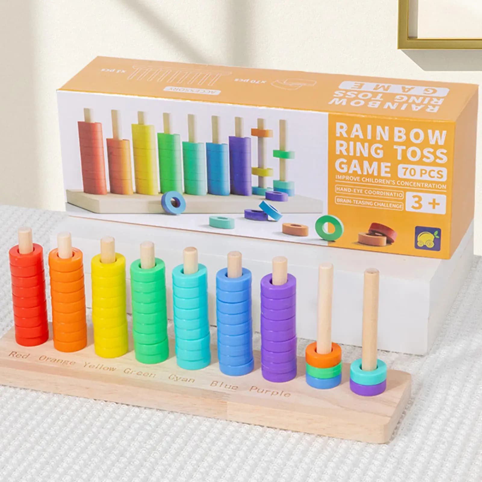 Giocattolo in legno per lo sviluppo del pensiero logico, gioco di abbinamento per bambini, gioco educativo Montessori per l'apprendimento precoce, gioco di impilamento e ordinamento per la classe