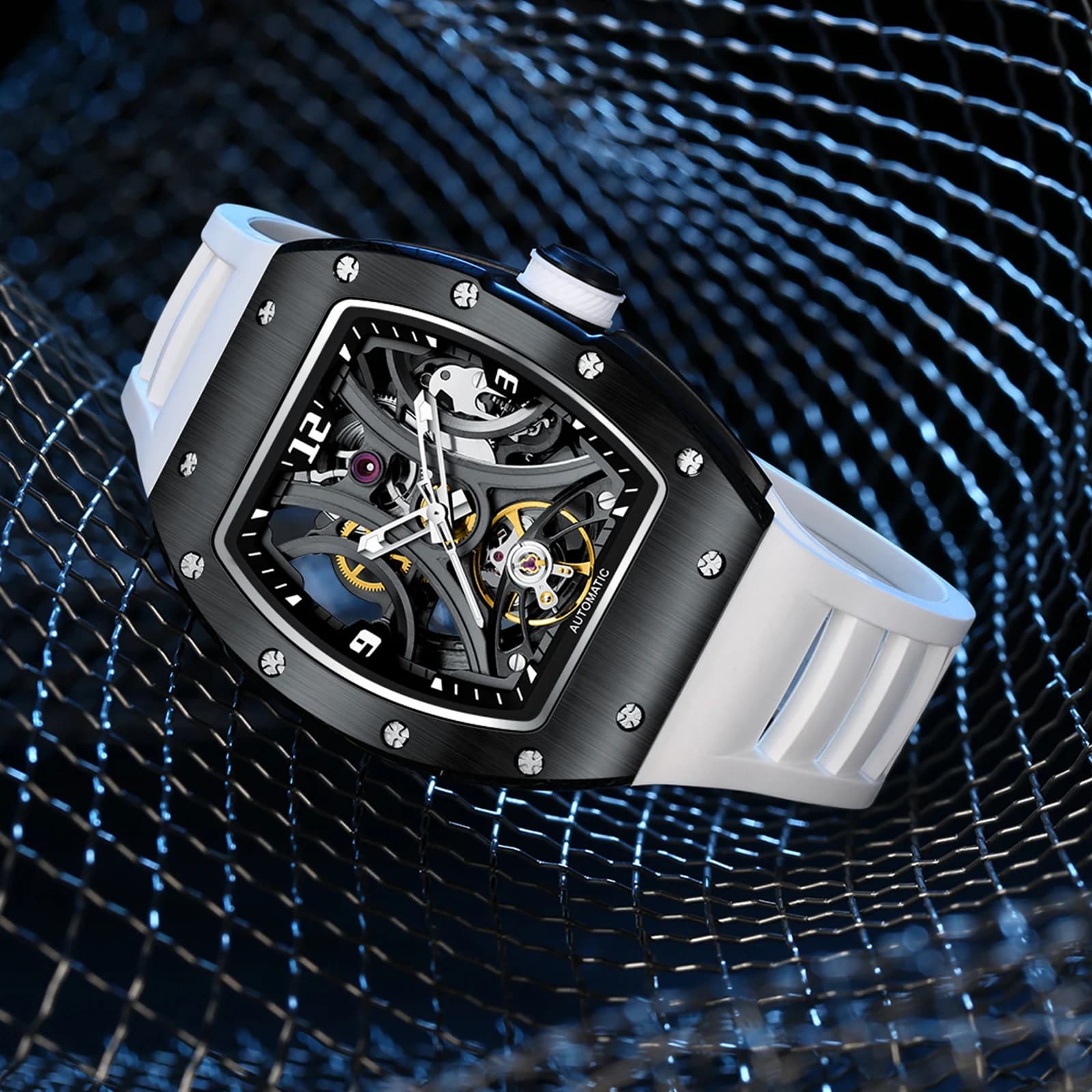 DG Orologio meccanico automatico da uomo Orologi di lusso Scheletro impermeabile Stile sportivo Moda Regalo all'ingrosso in acciaio inossidabile