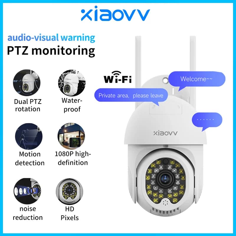 xiaovv 6MP WiFi PTZ Telecamera Telecamera IP wireless esterna HD Batteria incorporata Telecamera di videosorveglianza Standby prolungato iCsee P12