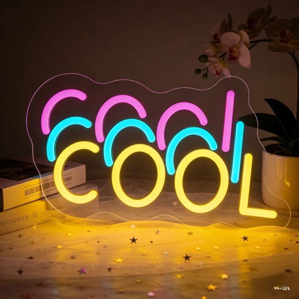 Insegna LED Neon a Doppia Onda COOL per Camera da Letto, Soggiorno, Decorazioni per la Casa, Luce Calda e Morbida, Regalo Unico, Arte Murale d'Atmosfera