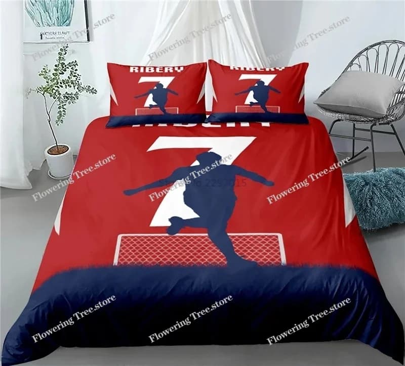Famous Football Player 3d Bedding Set Football Printed Duvet Cover Set with Pillowcase EuropeAustraliaUSA Twin Queen King Size