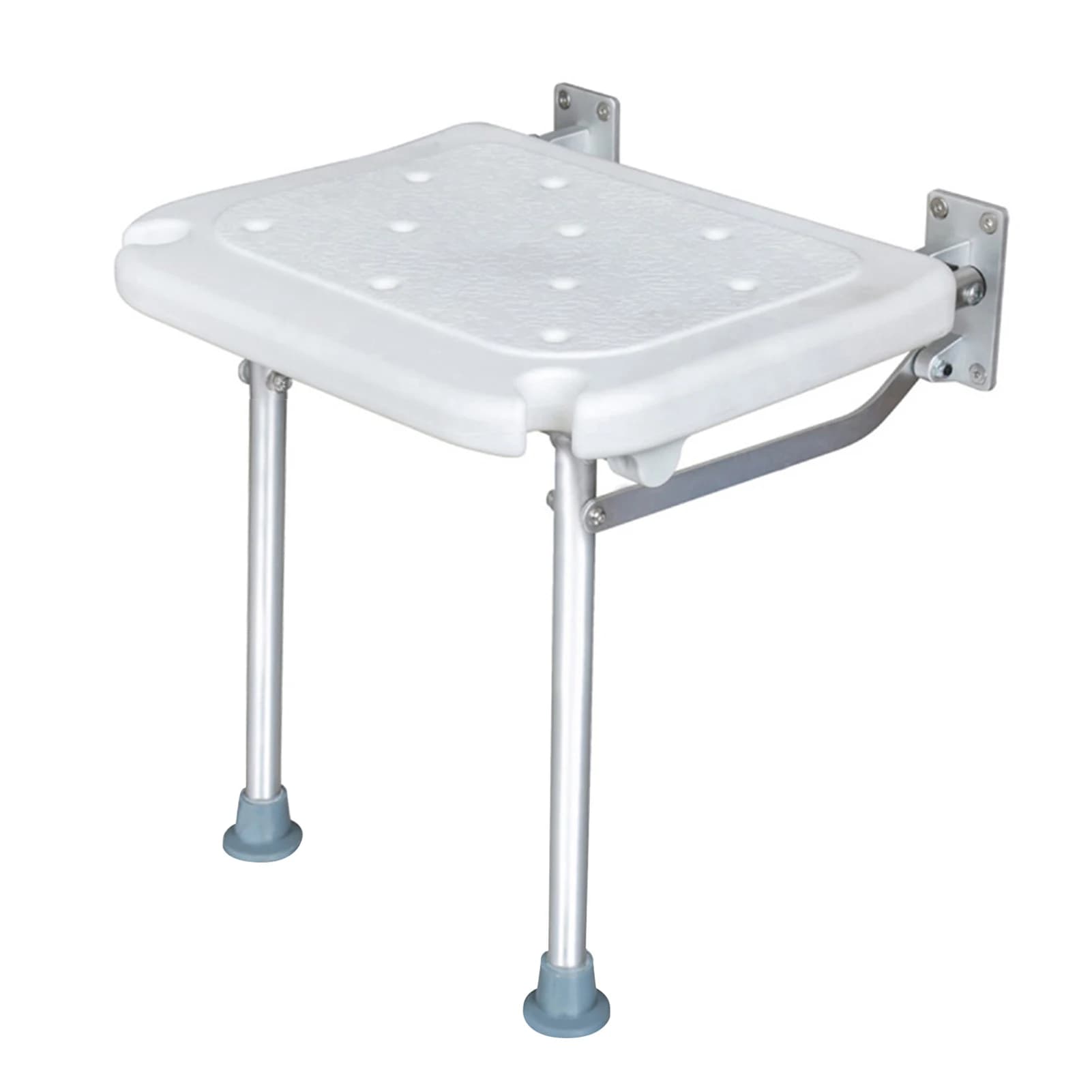 Folding Shower Bench Wall Mounted Bath Seat Screw-in Bathroom Chair Stool with Non-slip Feet Drainage Holes Shower Head Slot