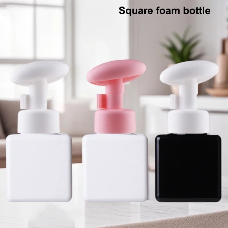 1 flacone quadrato in plastica trasparente da 250 ml con pompa, contenitore ricaricabile per sapone liquido, shampoo, lozione, gel doccia, dispenser per mousse